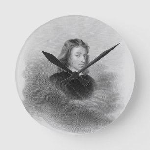 Portrait of John Milton (1608-74) engraved by the Round Clock