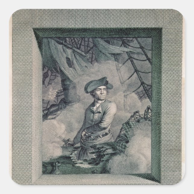 Portrait of John Paul Jones Square Sticker (Front)