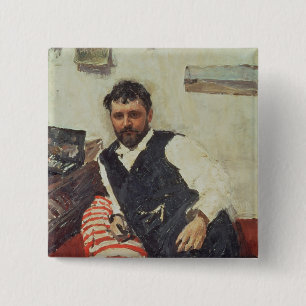 Portrait of Konstantin Korovin , 1891 15 Cm Square Badge