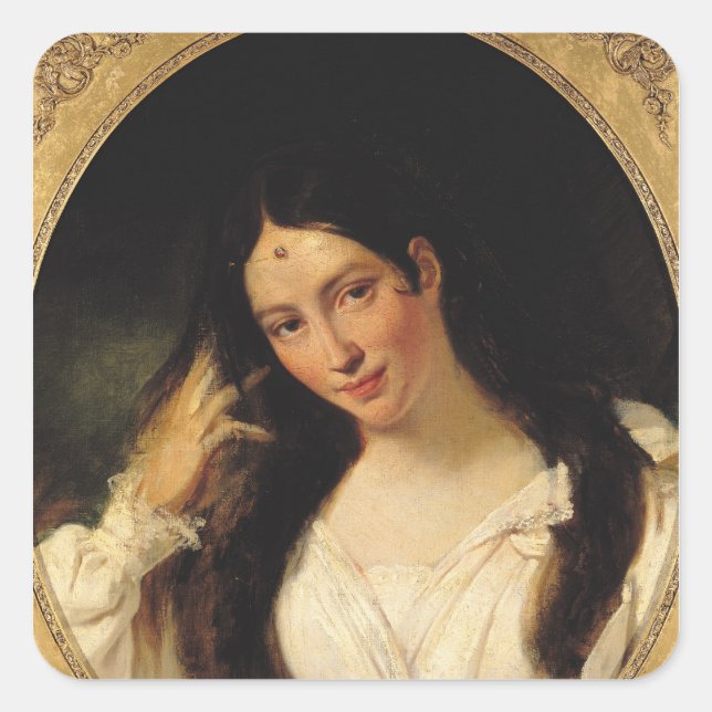 Portrait of 'La Malibran' Square Sticker (Front)
