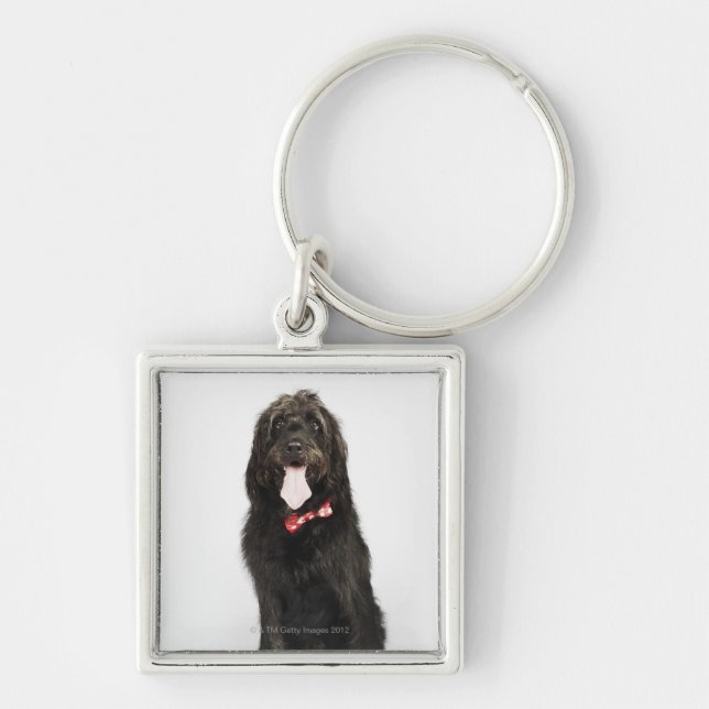 Portrait of Labradoodle dog Key Ring (Front)