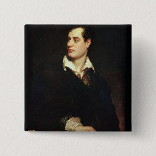 Portrait of Lord Byron (1788-1824) (oil on canvas) 15 Cm Square Badge