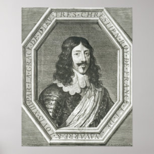 Portrait of Louis XIII engraving by Jean Morin Poster