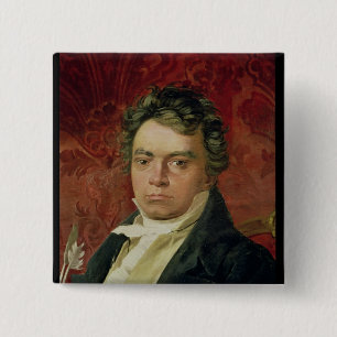 Portrait of Ludwig Van Beethoven 15 Cm Square Badge