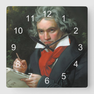 Portrait of Ludwig van Beethoven Square Wall Clock