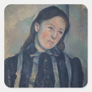 Portrait of Madame Cezanne with Loosened Hair, 189 Square Sticker