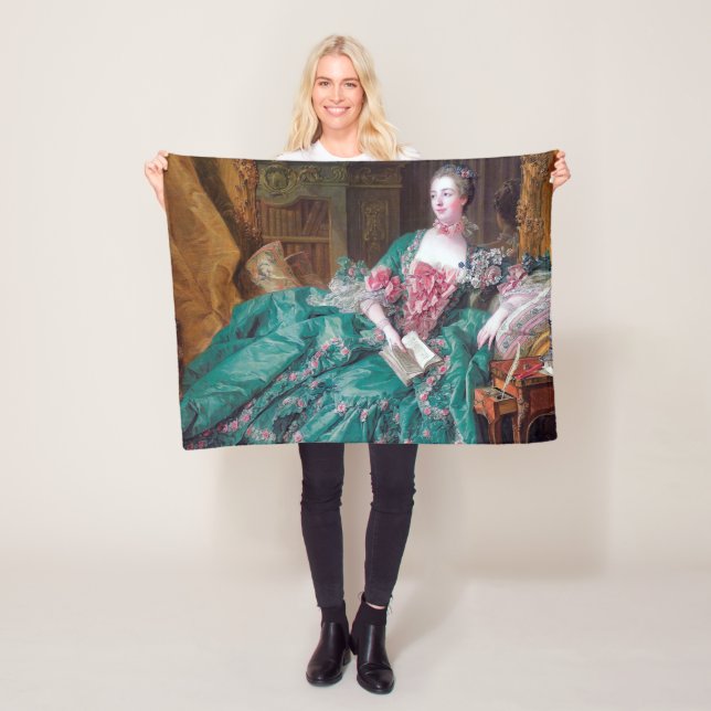Portrait of Madame Pompadour, Boucher Fleece Blanket (In Situ)