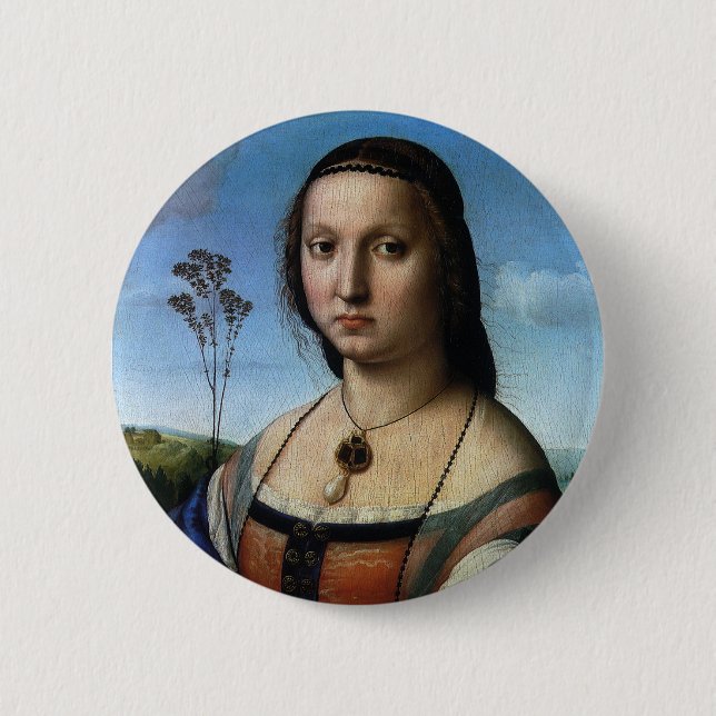 Portrait of Maddalena Doni by Raphael Sanzio 6 Cm Round Badge (Front)
