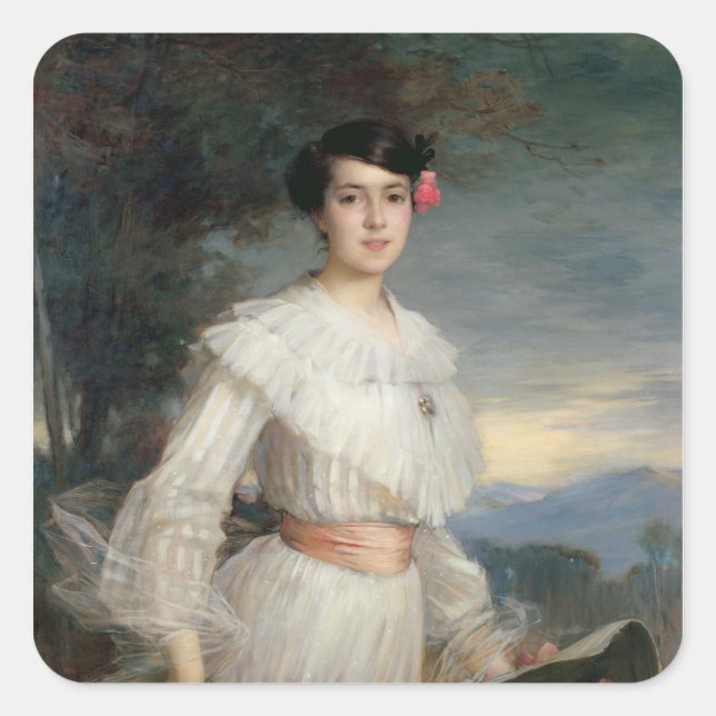 Portrait of Madeleine Reclus, 1902 Square Sticker (Front)