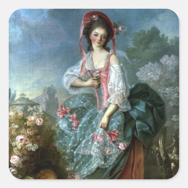 Portrait of Mademoiselle Guimard as Terpsichore, c Square Sticker (Front)