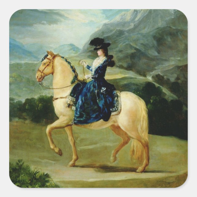 Portrait of Maria Teresa de Vallabriga on horsebac Square Sticker (Front)