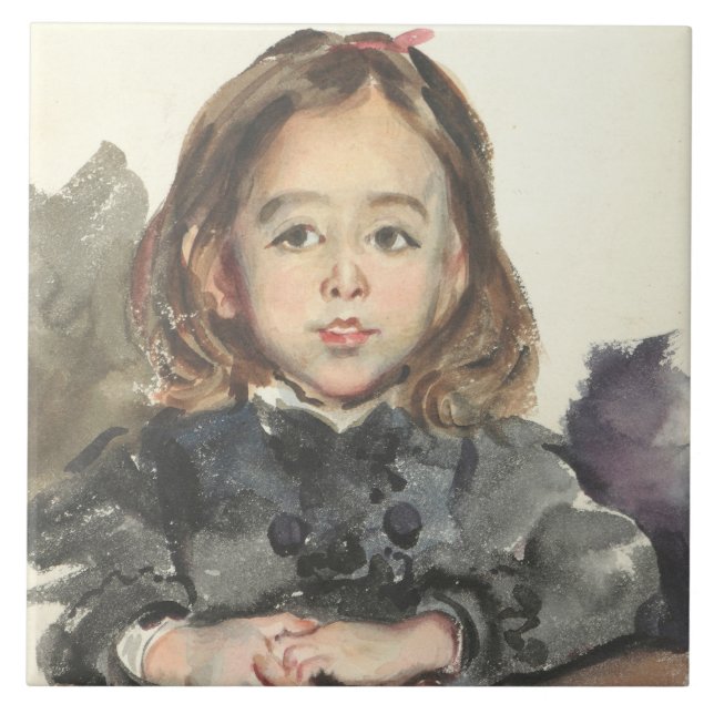 Portrait of Marie (Cute Young Girl) Ceramic Tile (Front)
