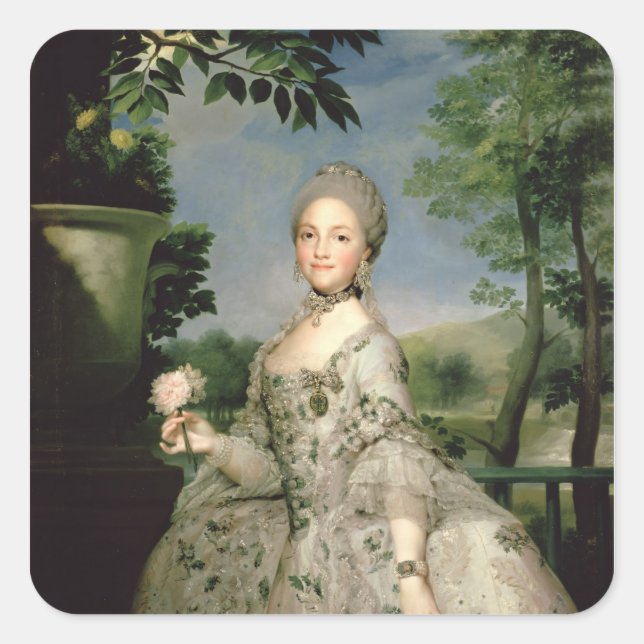 Portrait of Marie-Louise of Bourbon Square Sticker (Front)