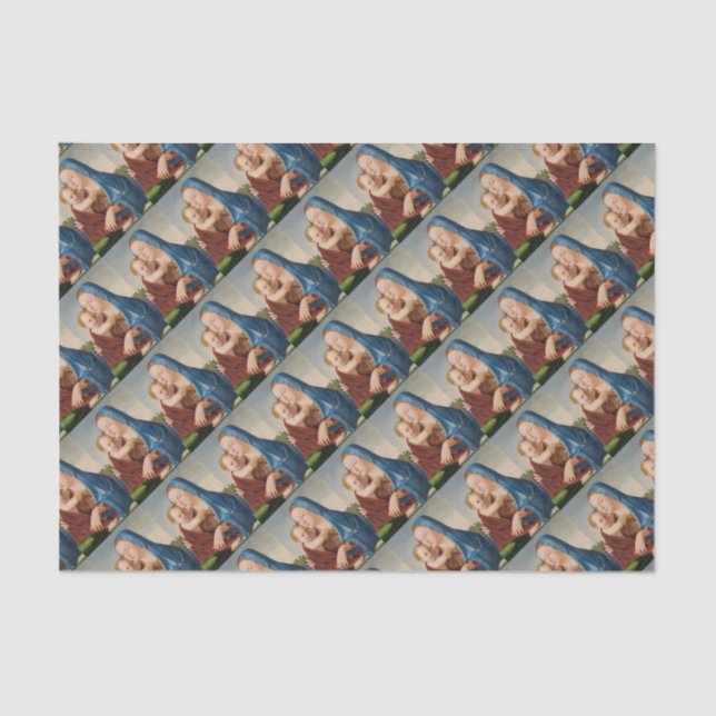 Portrait of Mary Holding  Baby Jesus Tissue Paper (Front)