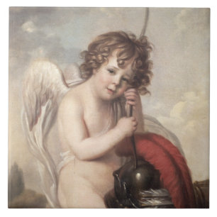 Portrait of Master Oswald Fawcett as Cupid (oil on Ceramic Tile
