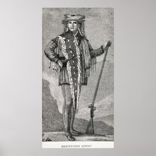 Portrait of Meriwether Lewis  engraved Poster (Front)