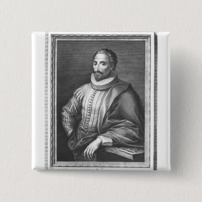 Portrait of Miguel de Cervantes Saavedra 15 Cm Square Badge (Front)