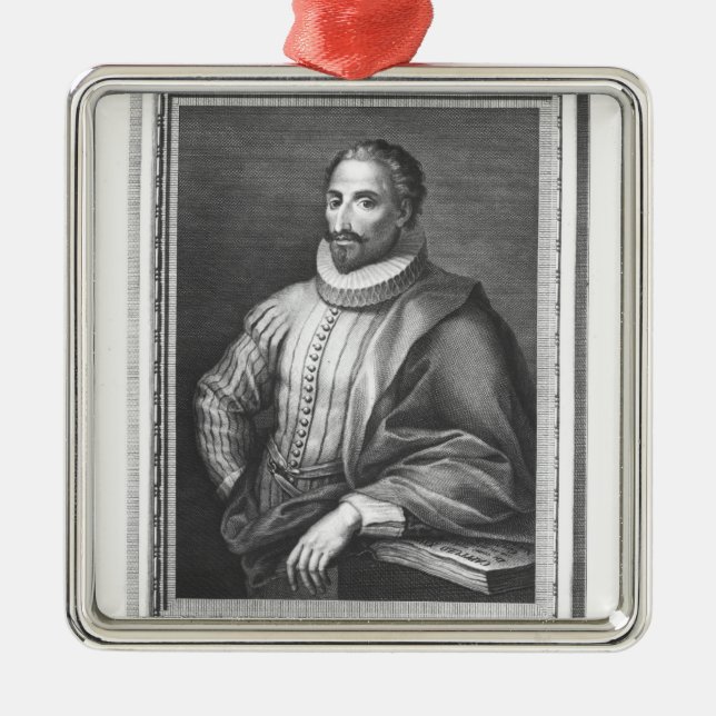 Portrait of Miguel de Cervantes Saavedra Metal Tree Decoration (Front)