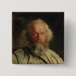 Portrait of Mikhail Alexandrovich Bakunin 1871 15 Cm Square Badge