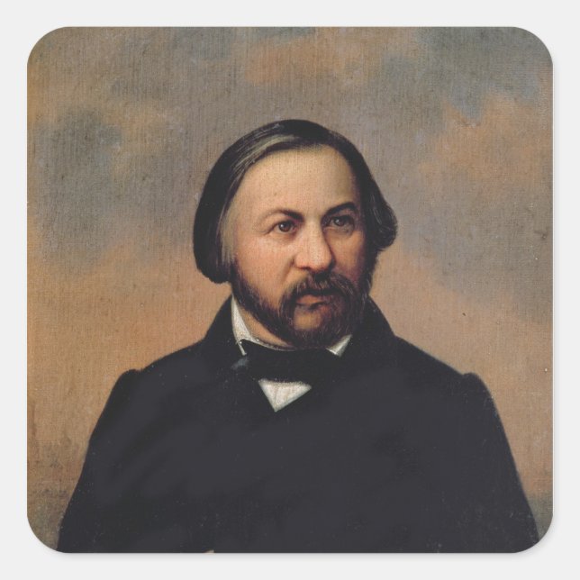 Portrait of Mikhail Ivanovich Glinka , 1850s Square Sticker (Front)