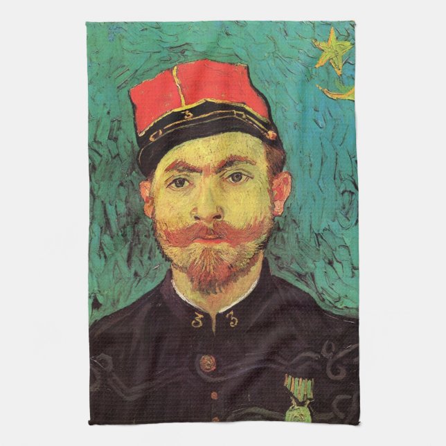 Portrait of Milliet, The Lover by Vincent van Gogh Tea Towel (Vertical)