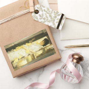 Portrait of Miss Lloyd by Tissot, Vintage Portrait Rectangular Sticker