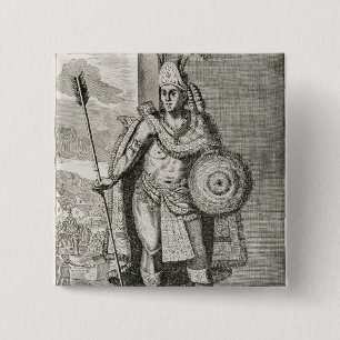 Portrait of Montezuma II 15 Cm Square Badge