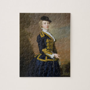 Portrait of Nancy Fortesque wearing a dark blue ri Jigsaw Puzzle