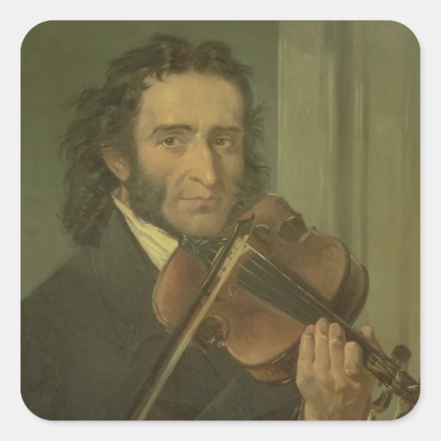 Portrait of Niccolo Paganini Square Sticker (Front)