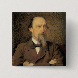 Portrait of Nikolay Alekseyevich Nekrasov, 1877 15 Cm Square Badge