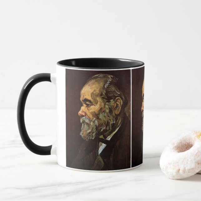 Portrait of Old Man with Beard by Vincent van Gogh Mug (With Donut)