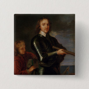 Portrait of Oliver Cromwell 15 Cm Square Badge