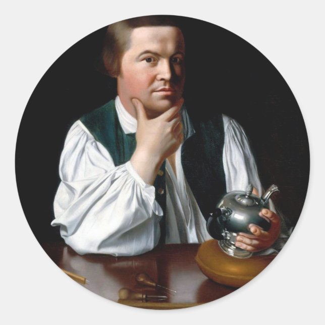 Portrait of Paul Revere Classic Round Sticker (Front)