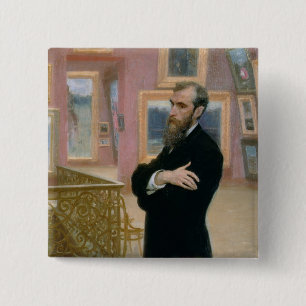 Portrait of Pavel Tretyakov in the Gallery 15 Cm Square Badge