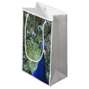 Portrait Of Peacock With Feathers Out Small Gift Bag