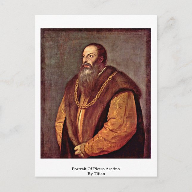 Portrait Of Pietro Aretino. By Titian Postcard (Front)