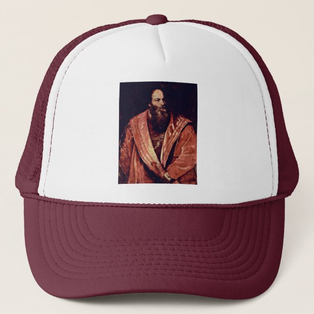 Portrait Of Pietro Aretino. By Tizian Trucker Hat (Front)