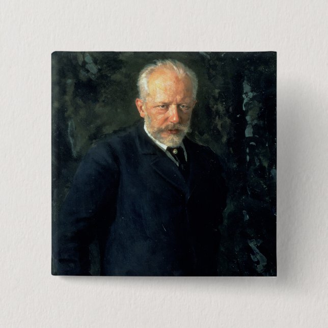 Portrait of Piotr Ilyich Tchaikovsky 15 Cm Square Badge (Front)