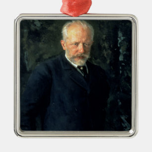 Portrait of Piotr Ilyich Tchaikovsky Metal Ornament