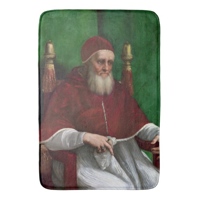 Portrait of Pope Julius II (by Raphael) Bath Mat (Front Vertical)