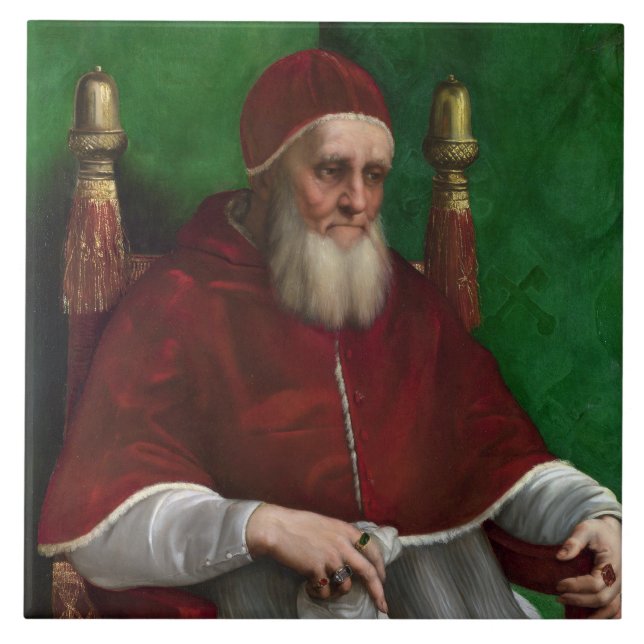 Portrait of Pope Julius II (by Raphael) Ceramic Tile (Front)