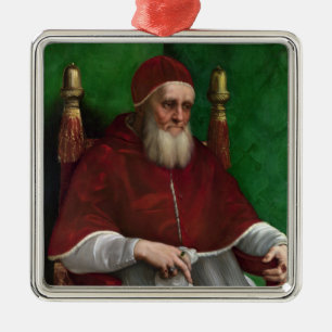 Portrait of Pope Julius II (by Raphael) Metal Ornament