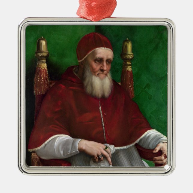 Portrait of Pope Julius II (by Raphael) Metal Ornament (Front)