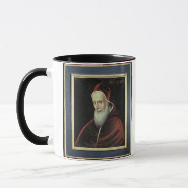 Portrait of Pope Pius V (1504-72) (oil on canvas) Mug (Left)