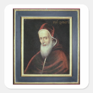 Portrait of Pope Pius V (1504-72) (oil on canvas) Square Sticker