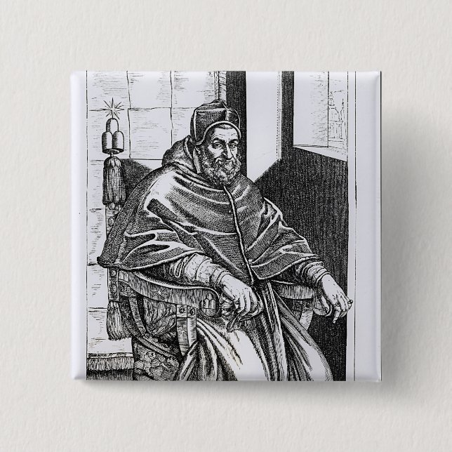 Portrait of Pope Sixtus V 15 Cm Square Badge (Front)