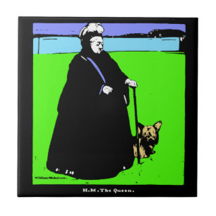 Portrait of Queen Victoria and Yorkie Dog Ceramic Tile