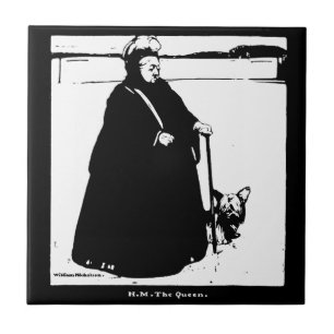 Portrait of Queen Victoria and Yorkie Dog Ceramic Tile