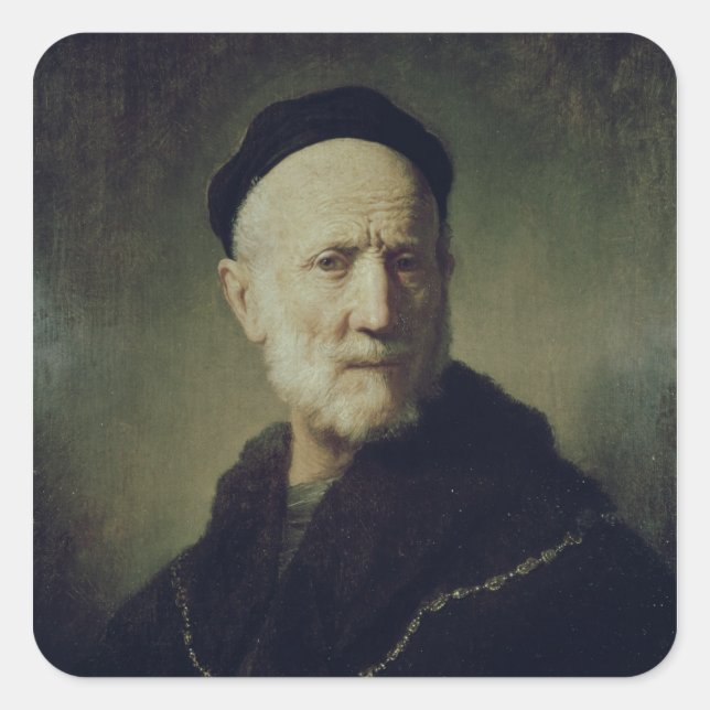 Portrait of Rembrandt's Father Square Sticker (Front)