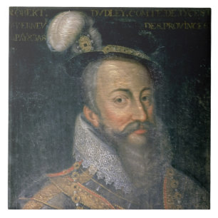 Portrait of Robert Dudley (1532-88) Earl of Leices Tile